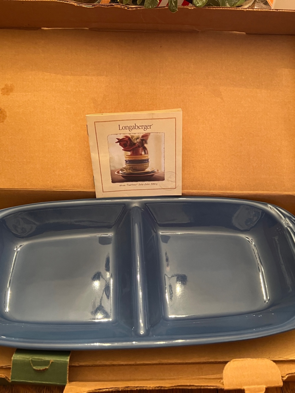 Longaberger Pottery Divided Serving Tray Cornflower
